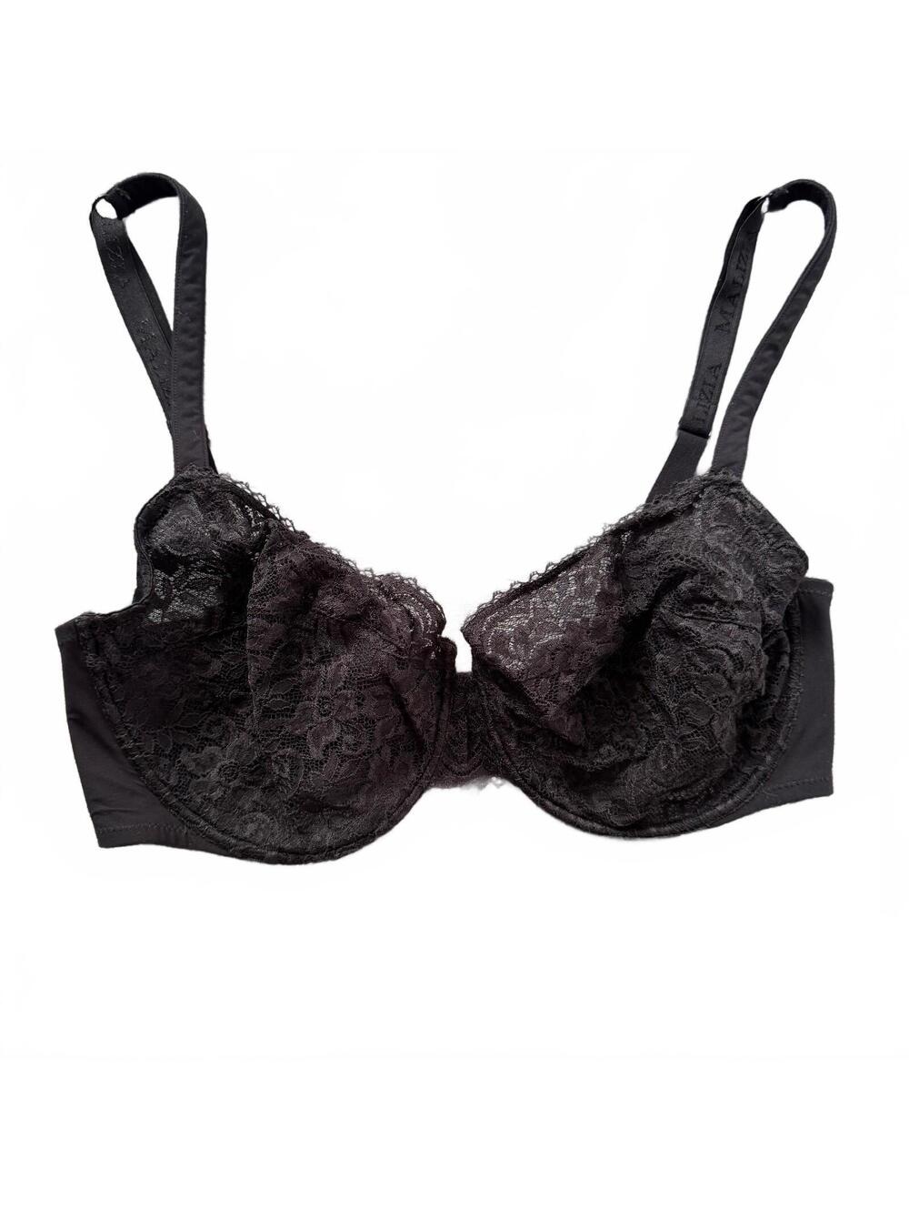 Malizia by La Perla Black Lace Underwire Bra Size 36E EUR 80E Sheer Balconette